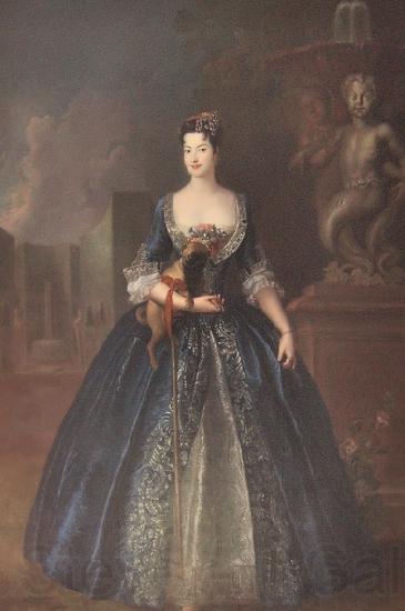antoine pesne Portrait of Anna Orzelska with a pug Norge oil painting art